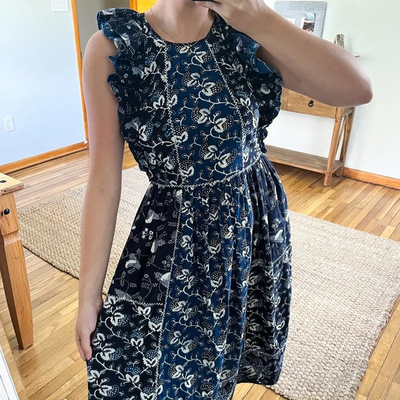 Ulla Johnson Dresses & Skirts - Ulla Johnson "Citra" Floral Ruffle Sleeve Designer Casual Midi Dress in Indigo 6